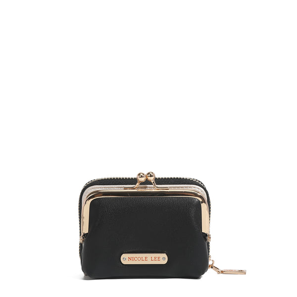 Solid Color Mini Manuela Kiss Lock Wallet, Small Accordion