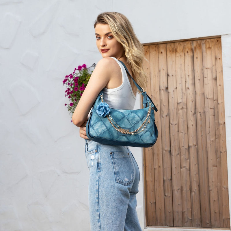 BLUE FLOWER SHOULDER BAG