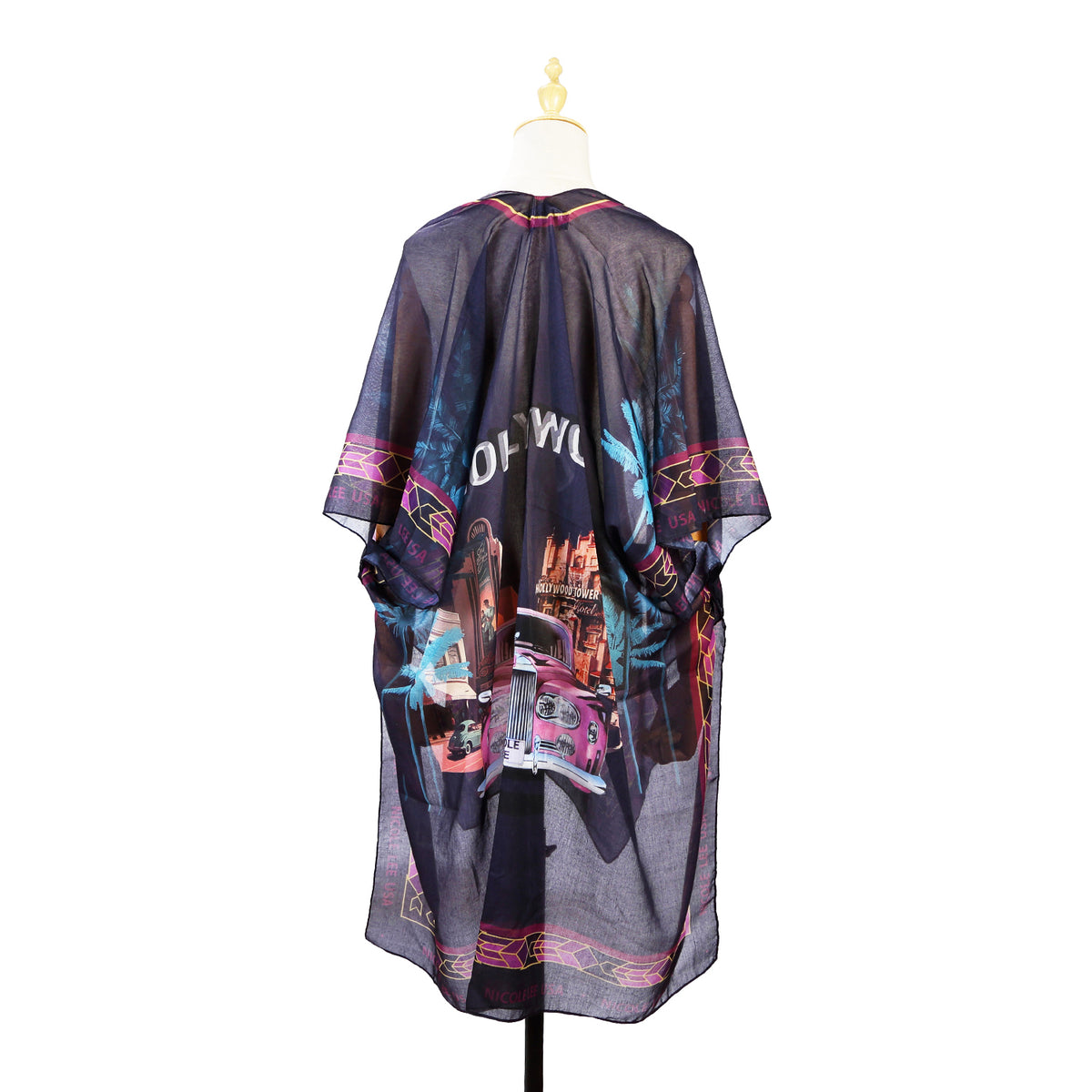 WHITE MANNEQUIN IN OUR NICOLE LEE KIMONO HOLLYWOOD DRIVE BACK DESIGN