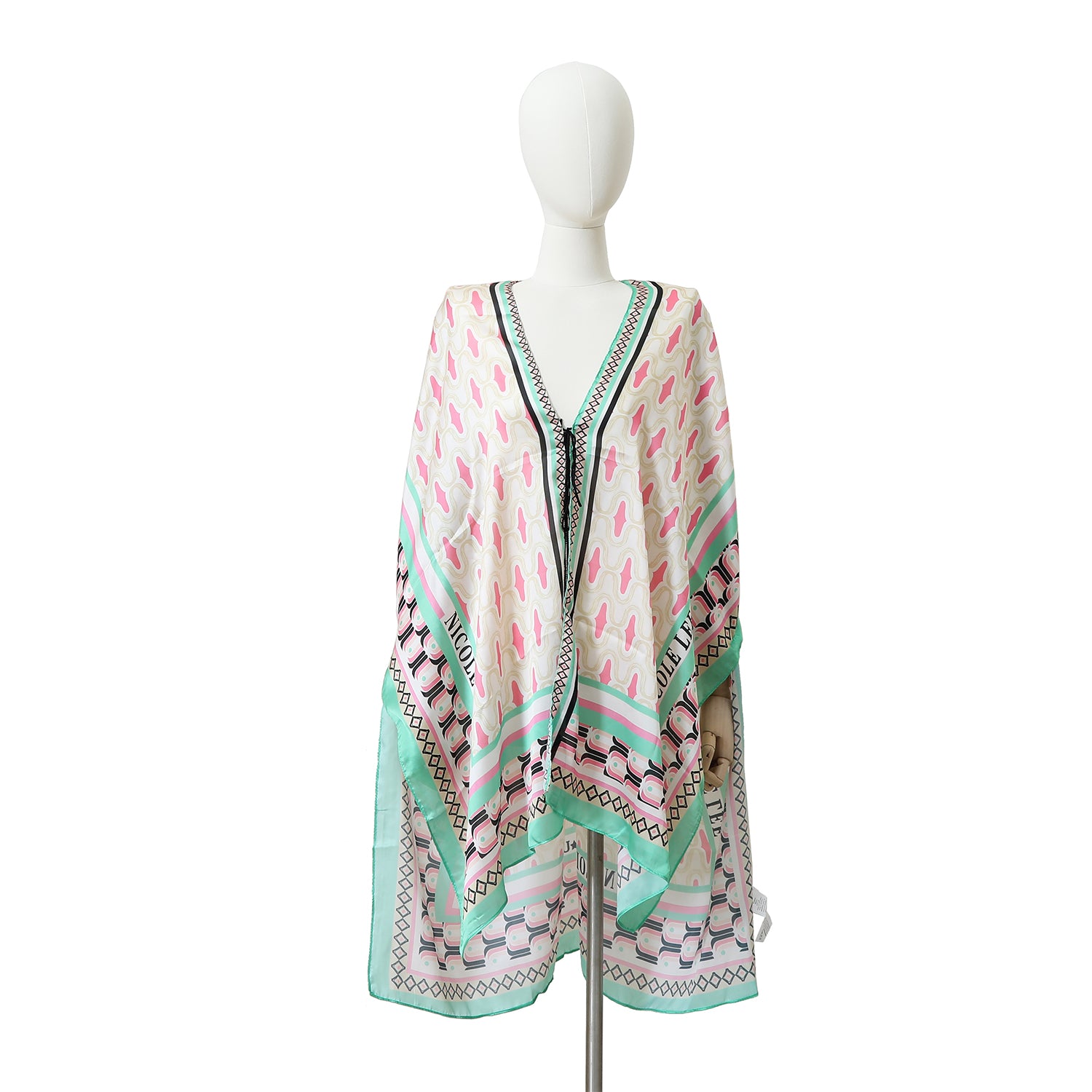 WHITE MANNEQUIN IN OUR PRINTED KIMONO IN GREEN