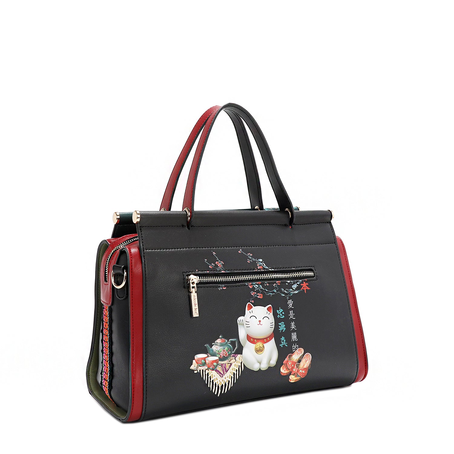 Akiko La Belleza Satchel Handbag with Embellishments, Detachable