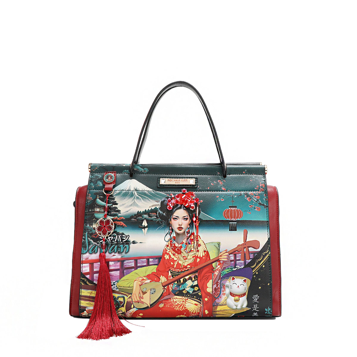 Akiko La Belleza Satchel Handbag with Embellishments, Detachable 