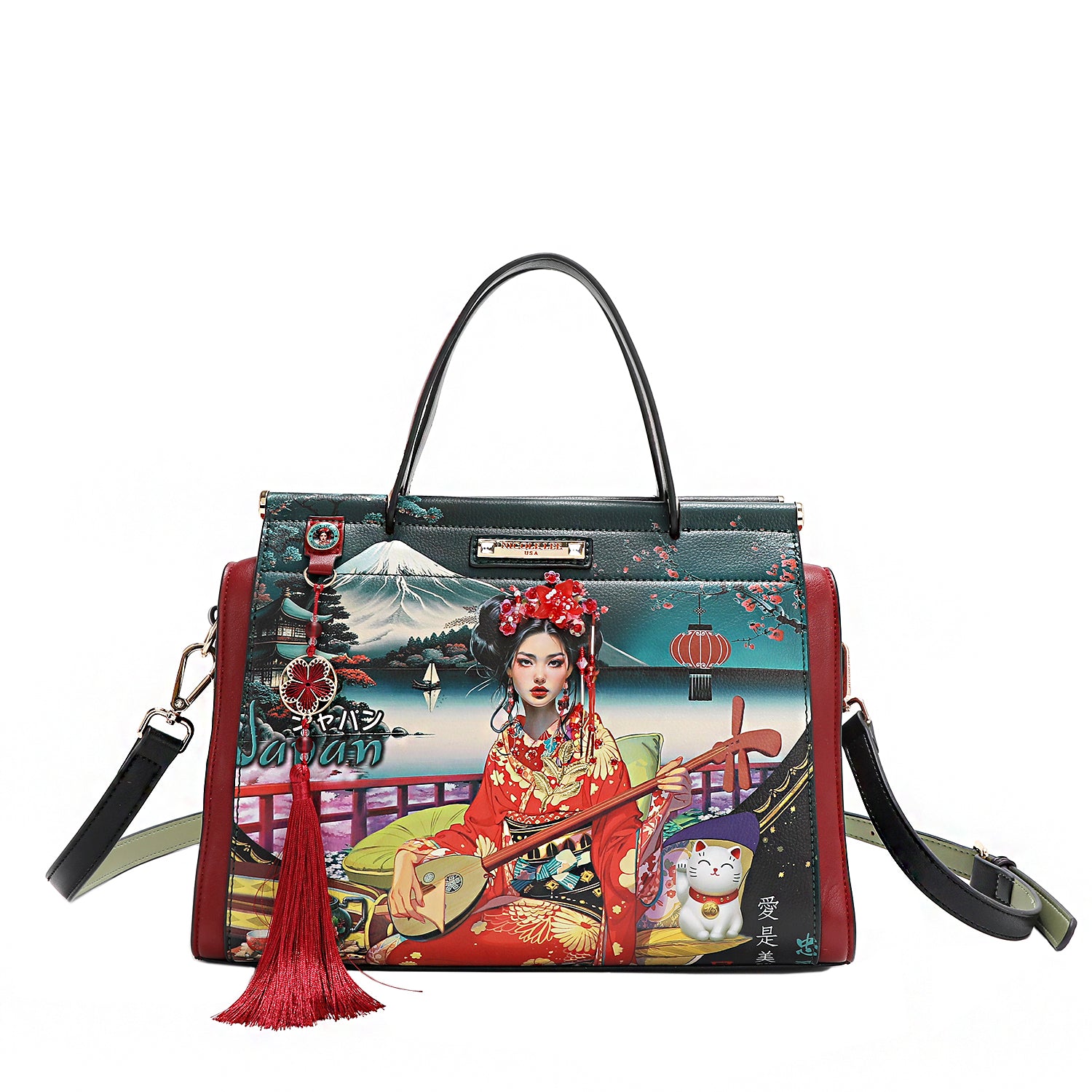 Akiko La Belleza Satchel Handbag with Embellishments, Detachable