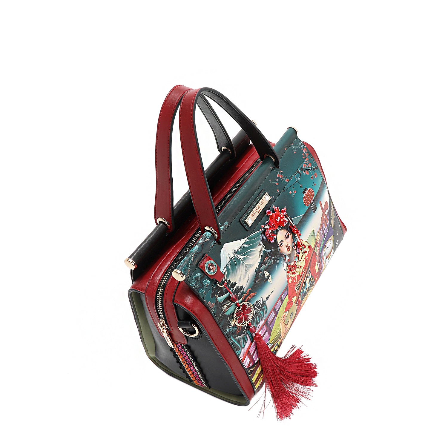 Akiko La Belleza Satchel Handbag with Embellishments, Detachable
