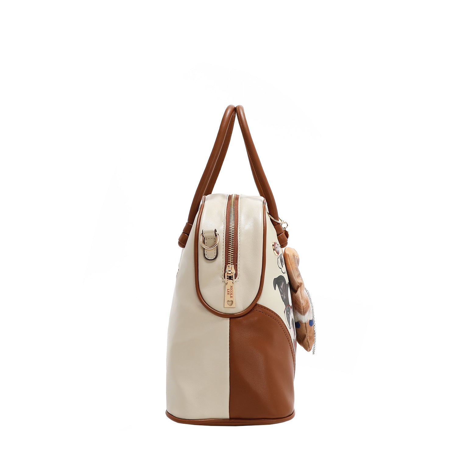 【BIG size】3way bag／beige Big Brother Medium Dome Satchel Bag with Dog Plush, Cat Print in