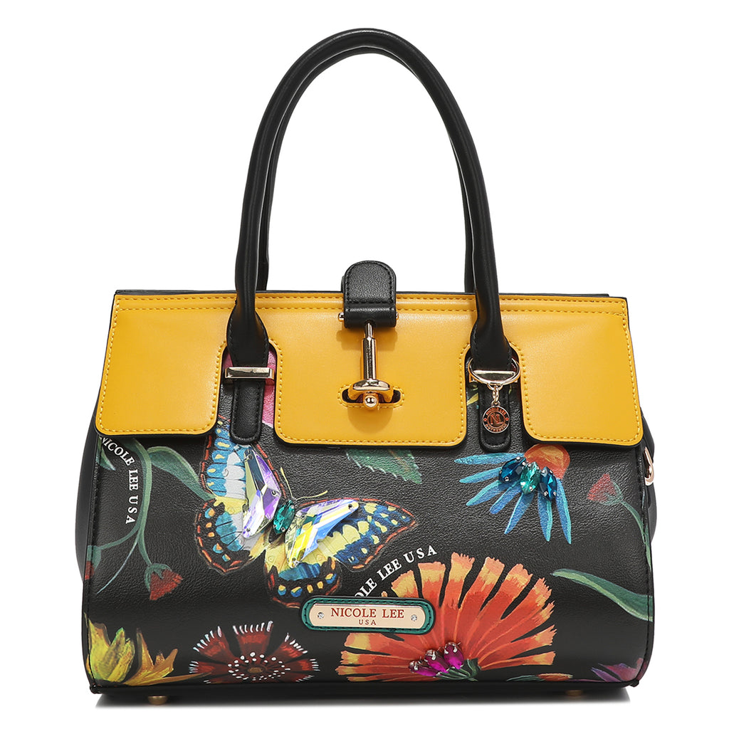 Ava Vegan Leather Designer Satchel, Women's Fashion Print Handbag – Nicole  Lee Online