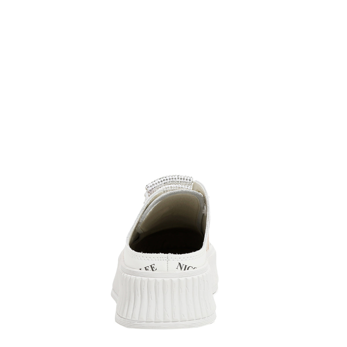 BACK OF OUR MULE PLATFORM SNEAKERS IN OUR NICOLE LEE NAIL POLISH DESIGN.