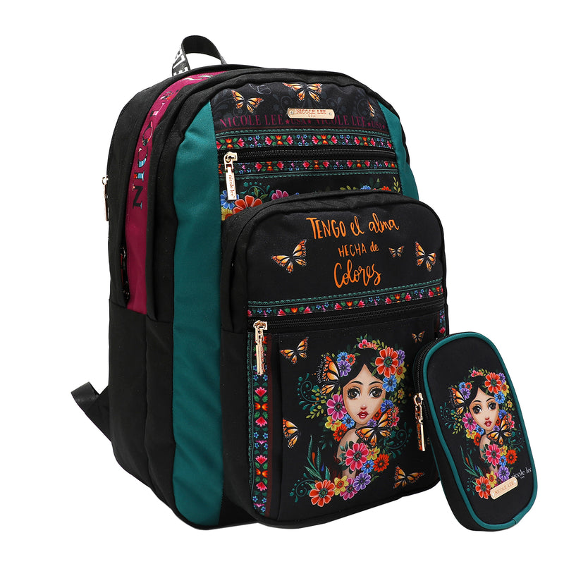 Nylon Fashion Print Backpack with Removable Phone Zip Pouch 