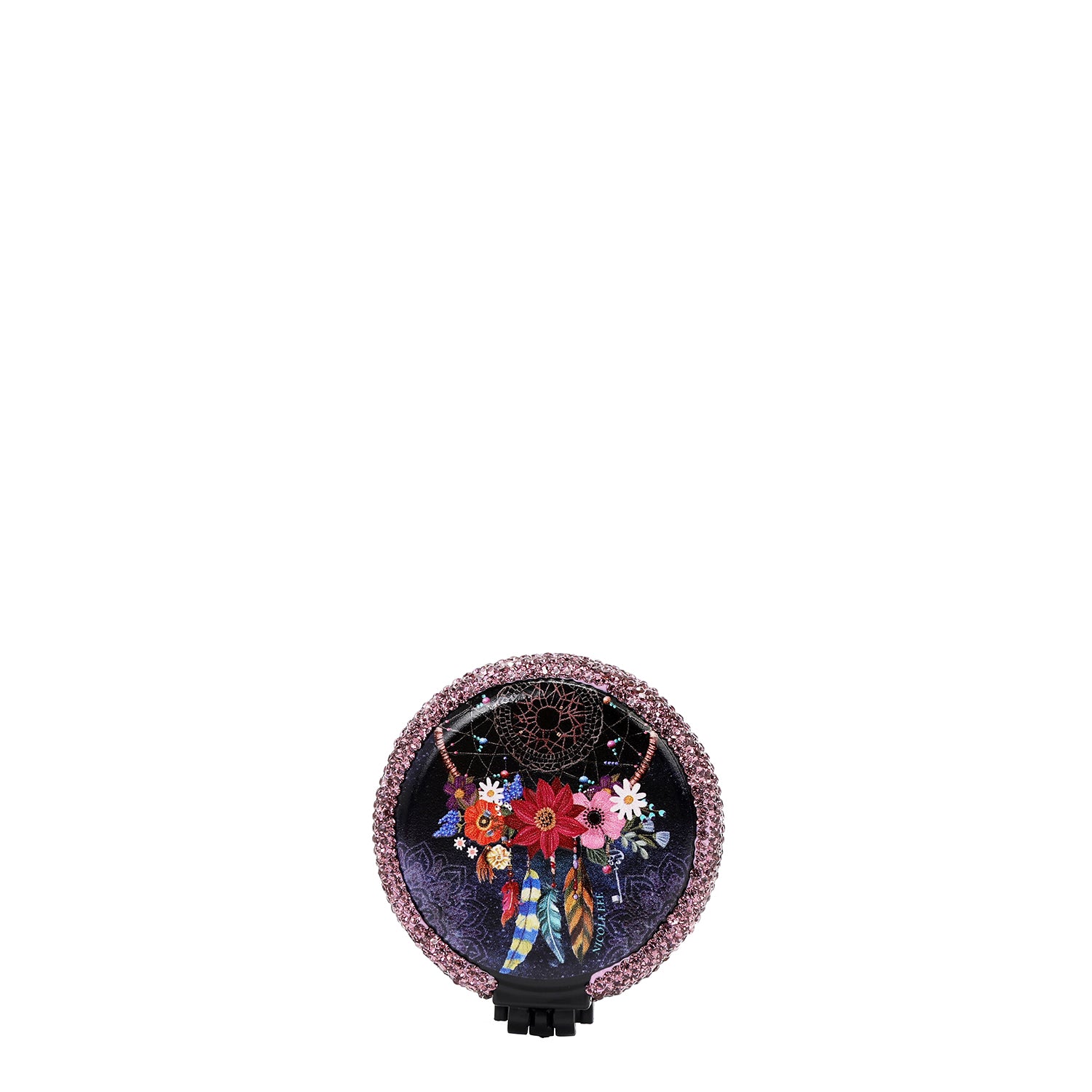 RHINESTONE COMPACT BRUSH MIRROR