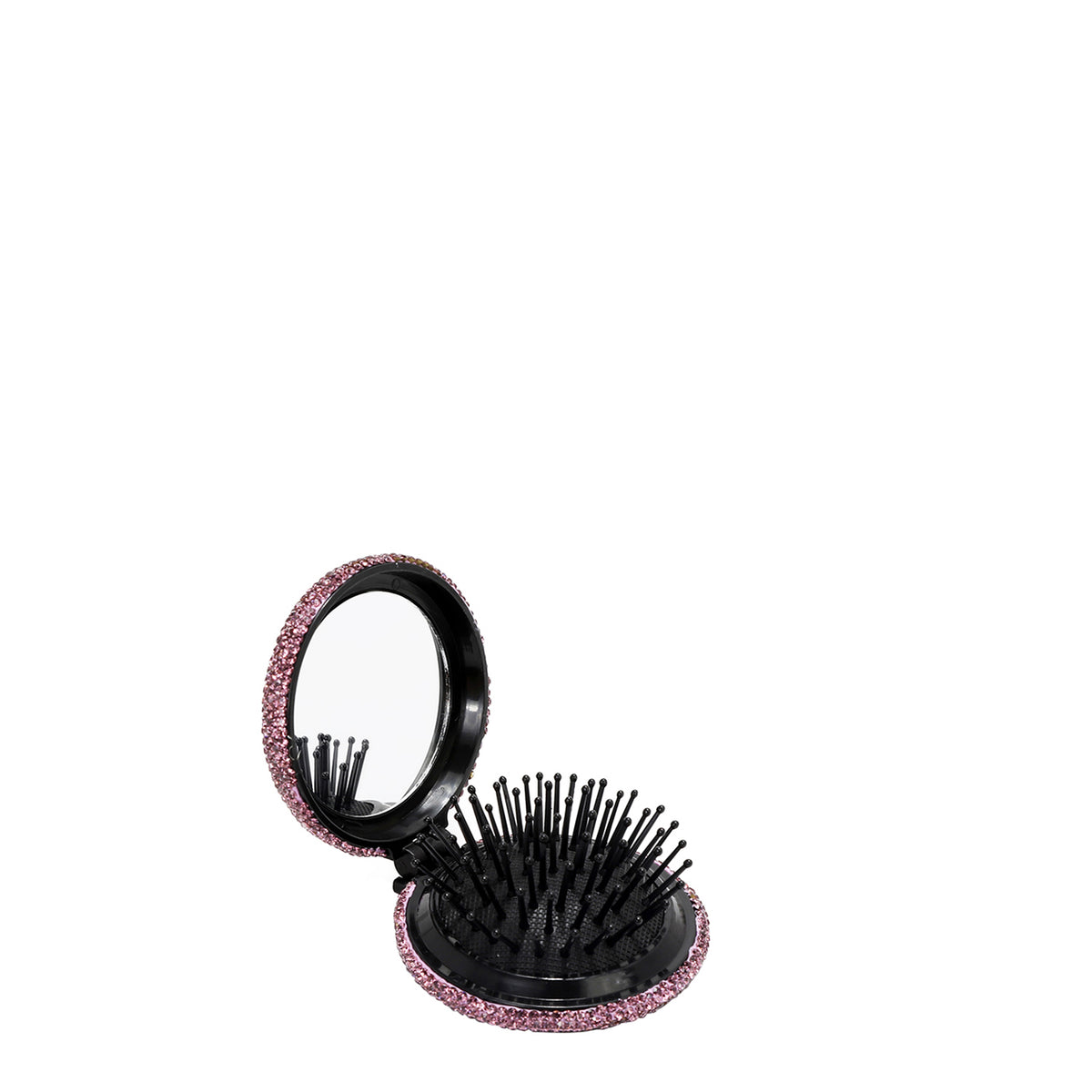 RHINESTONE COMPACT BRUSH MIRROR