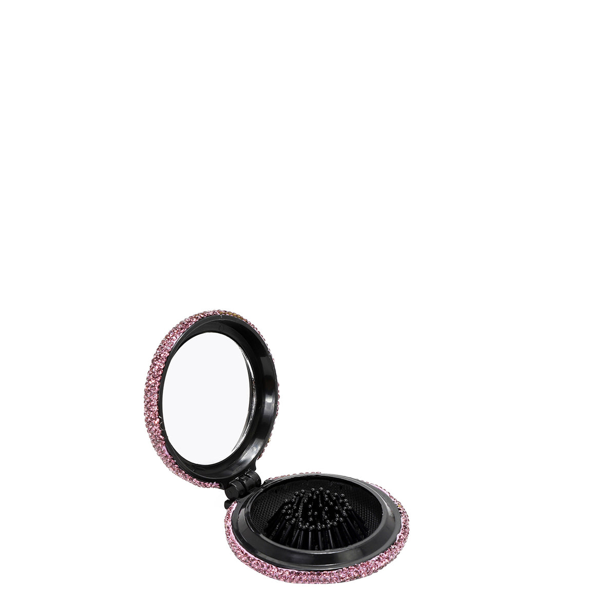 RHINESTONE COMPACT BRUSH MIRROR