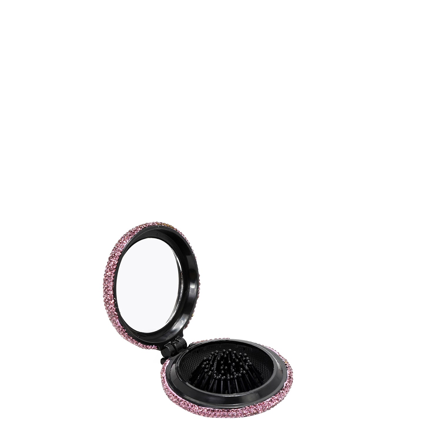 RHINESTONE COMPACT BRUSH MIRROR