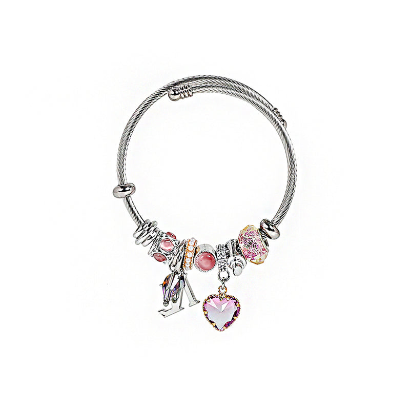 IRIDESCENT SILVER CHARM BRACELET