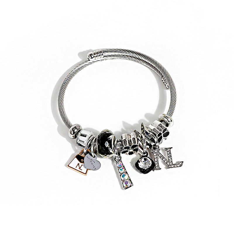 MONOCHROME SILVER CHARM BRACELET