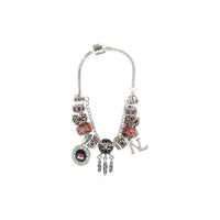 SILVER CHARM BRACELET PURPLE