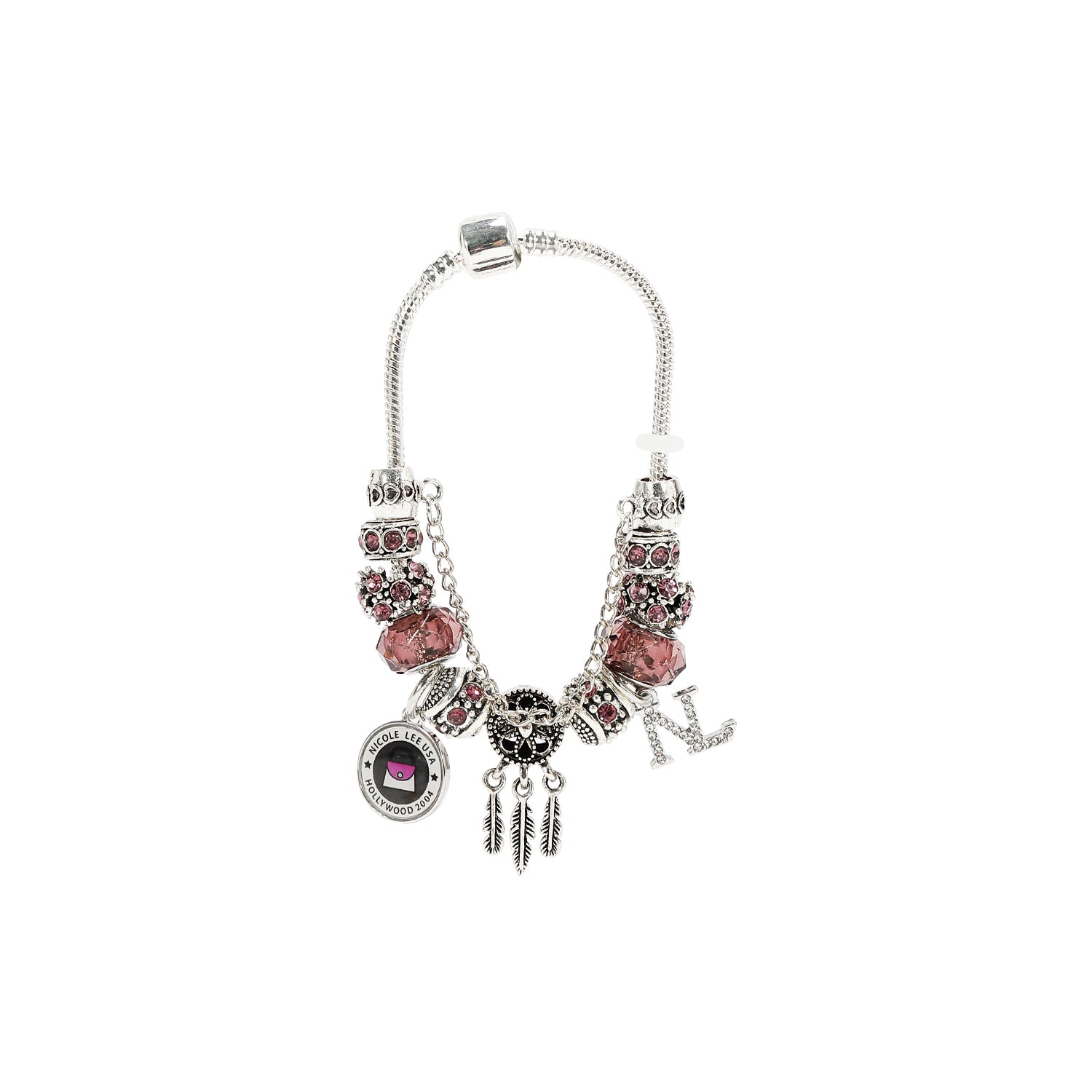 SILVER CHARM BRACELET PURPLE