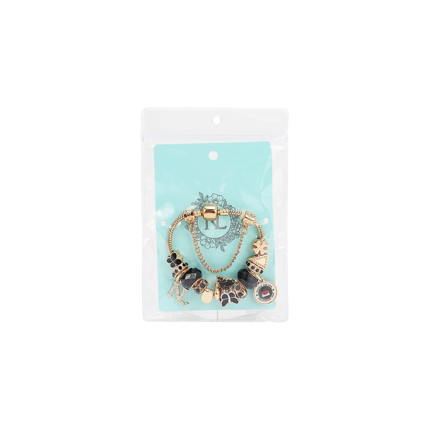 GOLD CHARM BRACELET BLACK