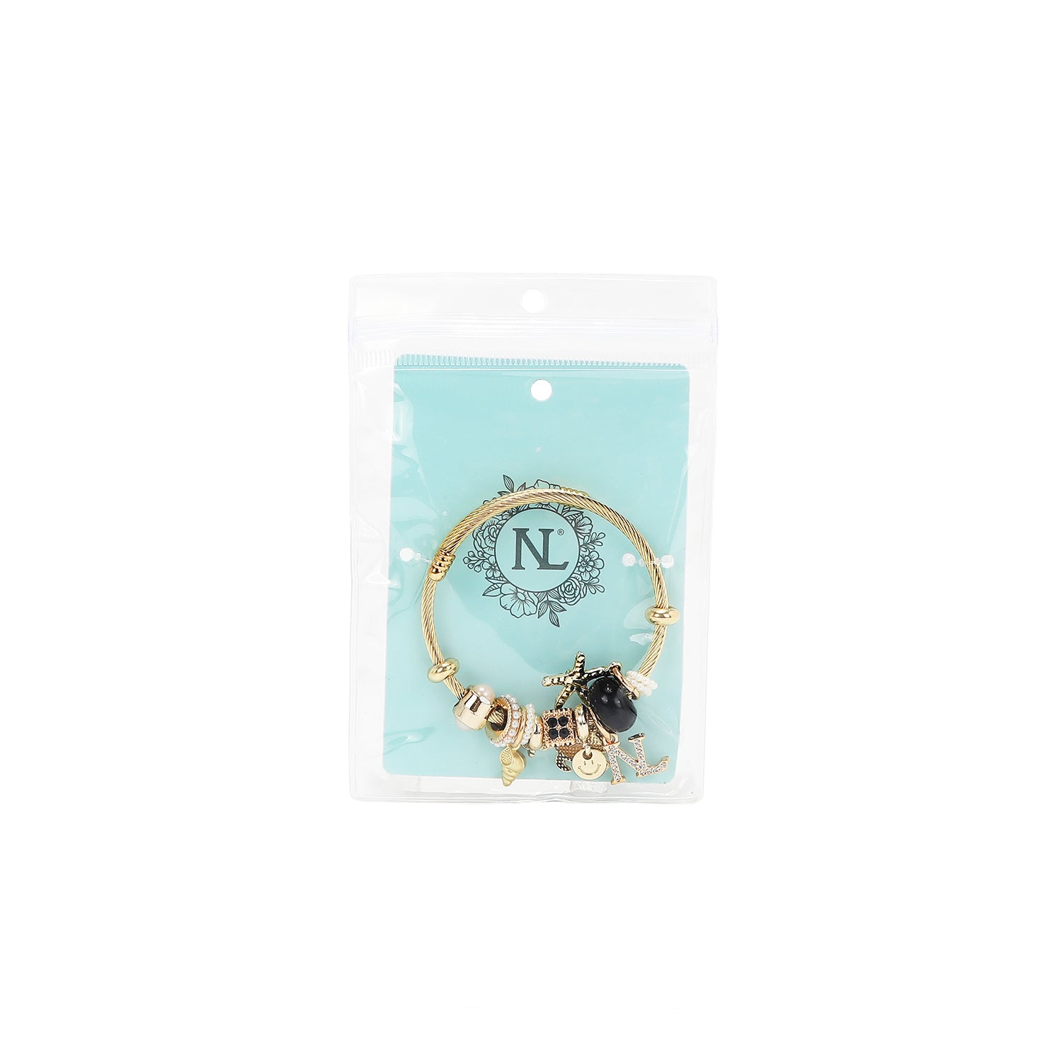GOLD OCEAN CHARM CABLE BRACELET