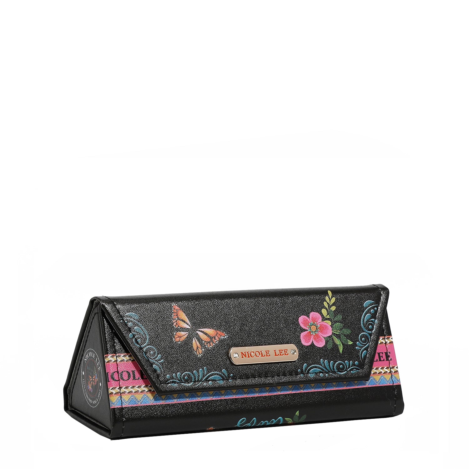 Foldable Triangle Sunglasses Case with Fashion Print, Soft Velvet