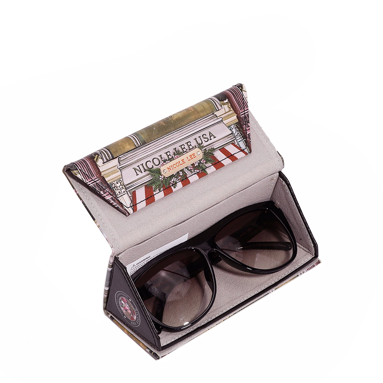 Foldable Triangle Sunglasses Case with Fashion Print, Soft Velvet