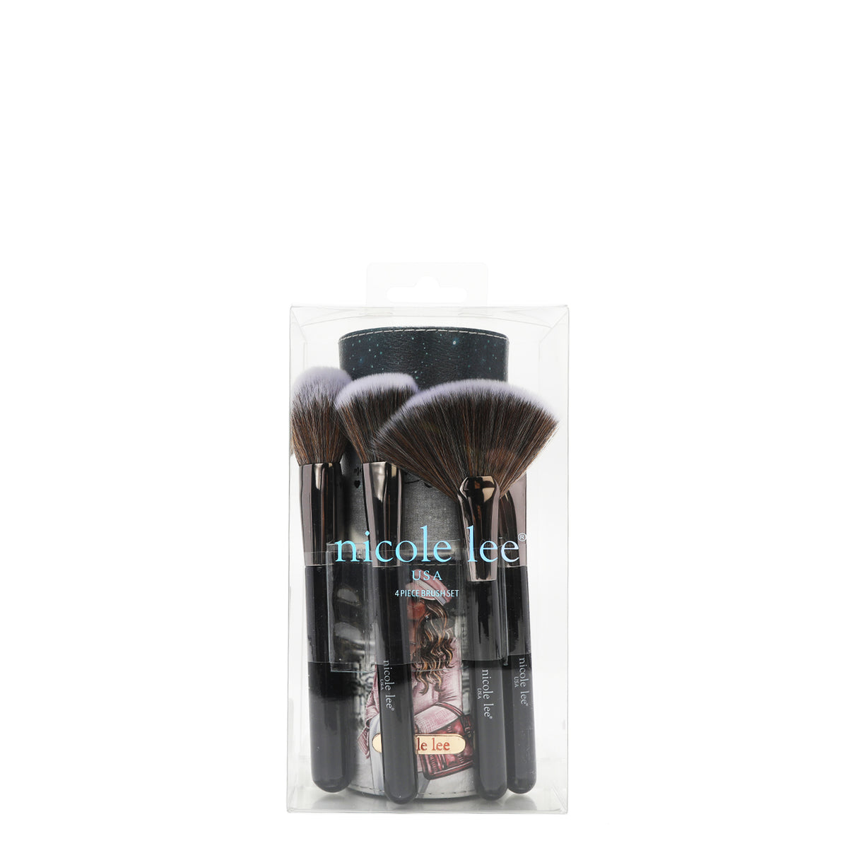 MACARIA MAKEUP CASE WITH 4 PIECE BRUSH SET