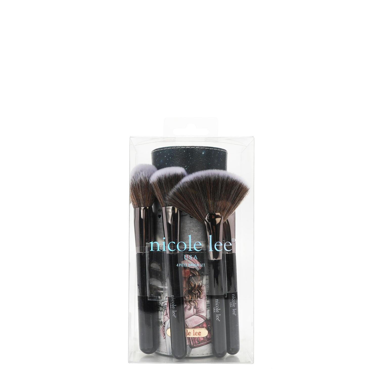 MACARIA MAKEUP CASE WITH 4 PIECE BRUSH SET