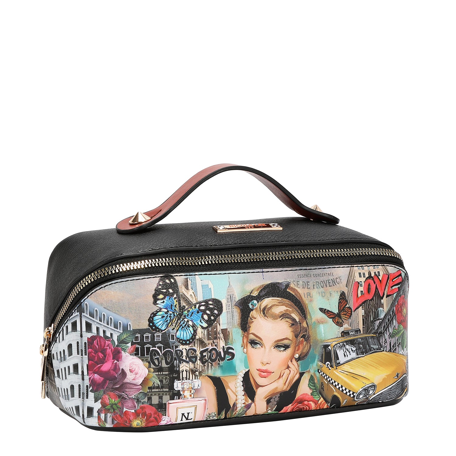STRUCTURED TOP-HANDLE COSMETIC CASE