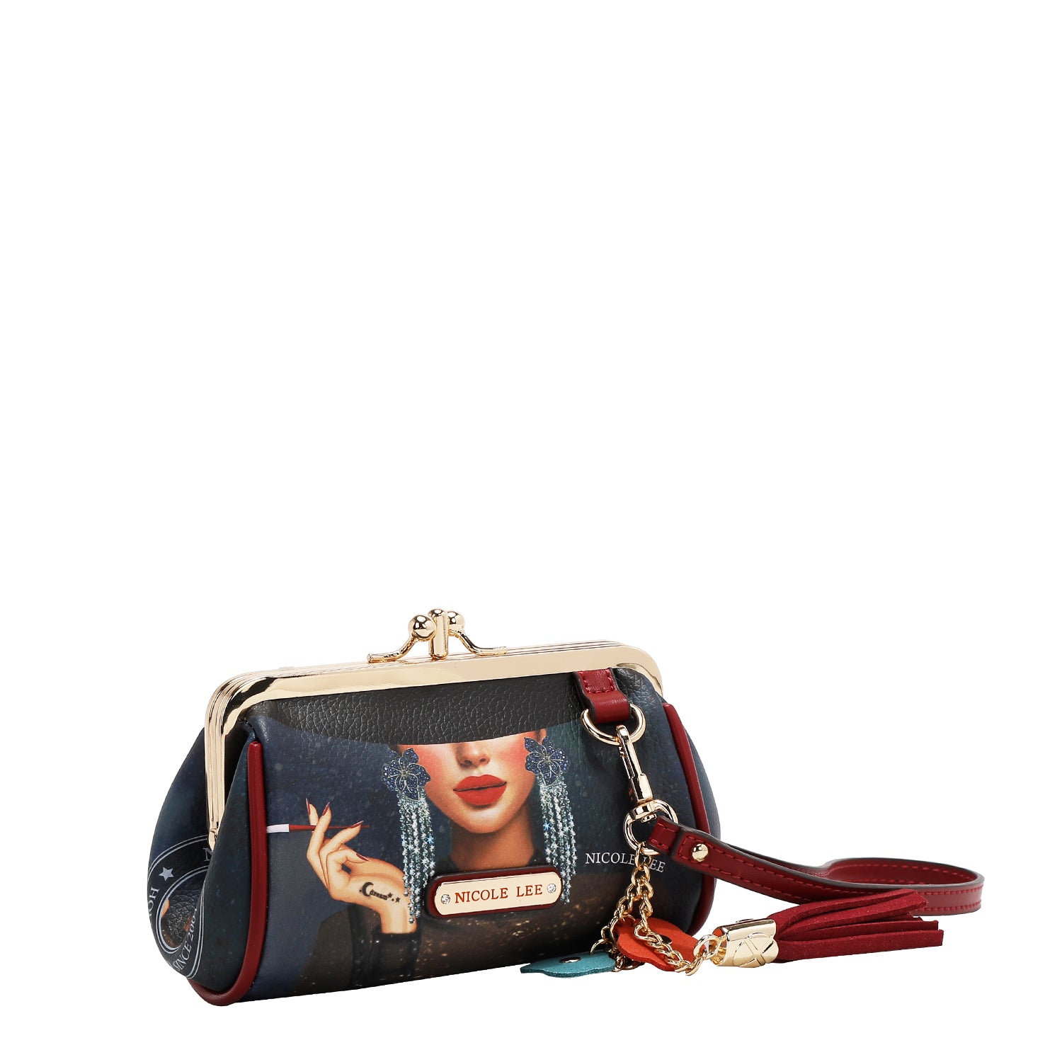 Portamonete Kiss Lock Con Fibbia Floreale – Piccola Borsa Portatrucco Ovale – Made In Japan – Tessuto Gonfio Retrò 'Fukure Ori'
