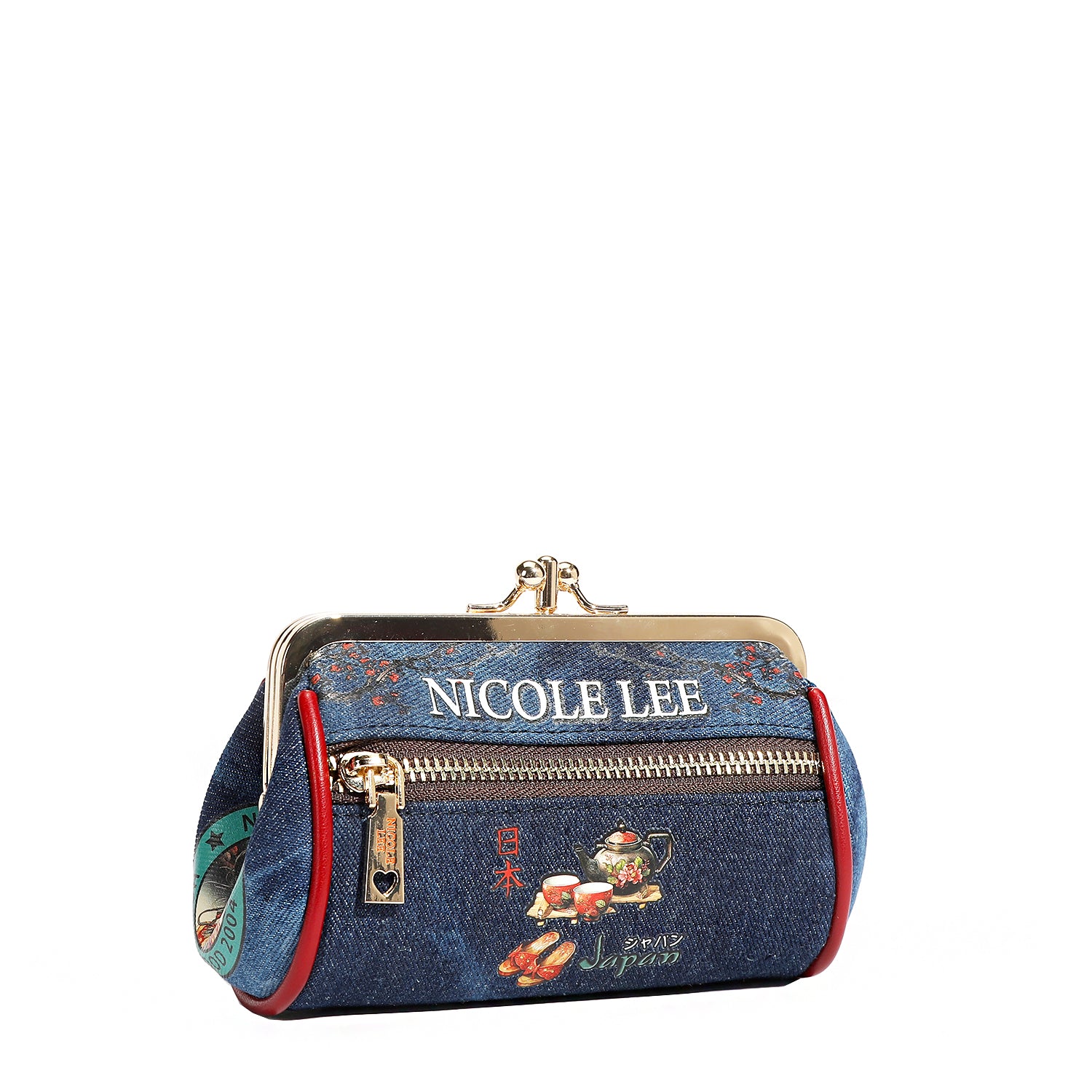 財布・ケース・小物入れ 1831.2018.2021.1727.1865.1856.1825.1633 Denim Mini Kiss Lock Coin Purse Leather Wristlet Flower Keychain