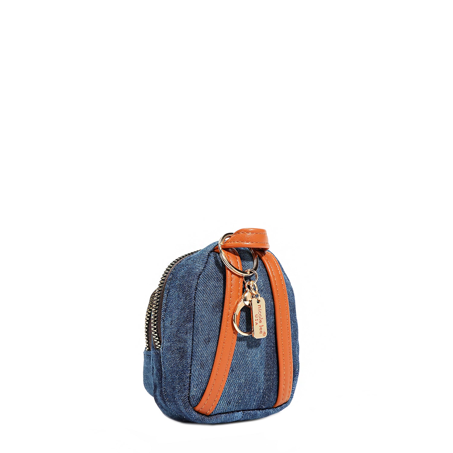 Denim Mini Coin Purse Backpack Keychain, Small Women's Travel