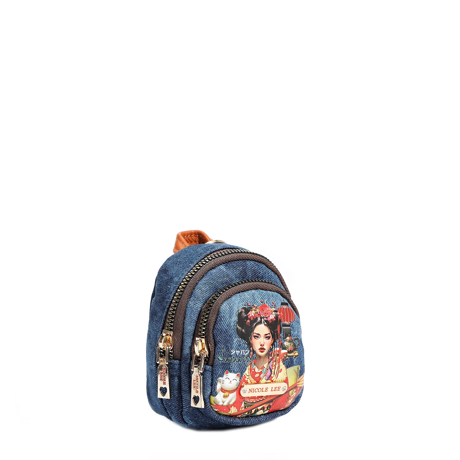 Denim Mini Coin Purse Backpack Keychain, Small Women's Travel