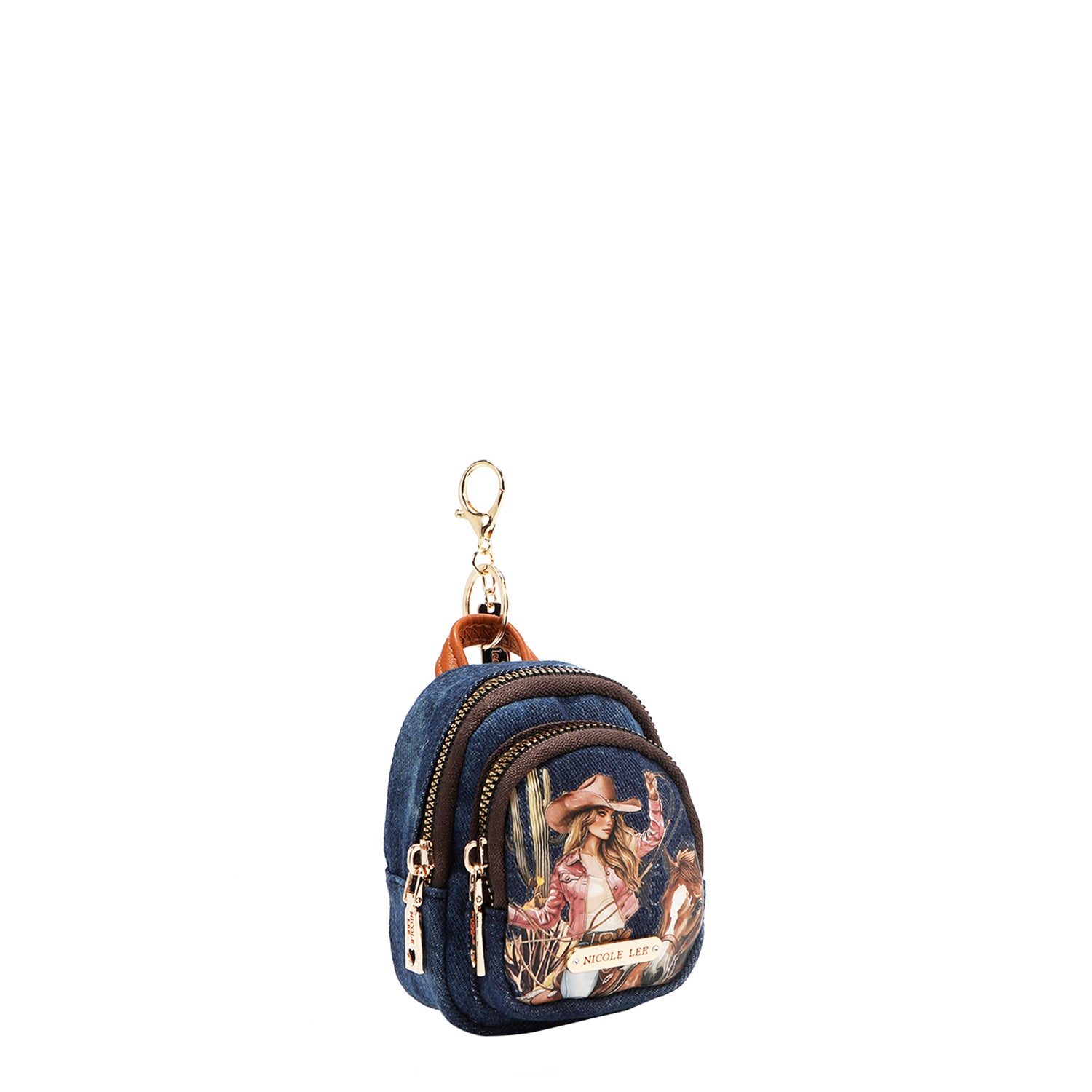 custom mini backpack coin purse Denim Mini Coin Purse Backpack Keychain, Small Women's Travel Accessory – Nicole Lee Online
