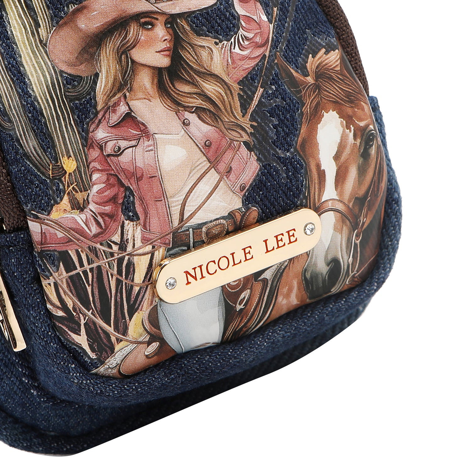 Denim Mini Coin Purse Backpack Keychain, Small Women's Travel