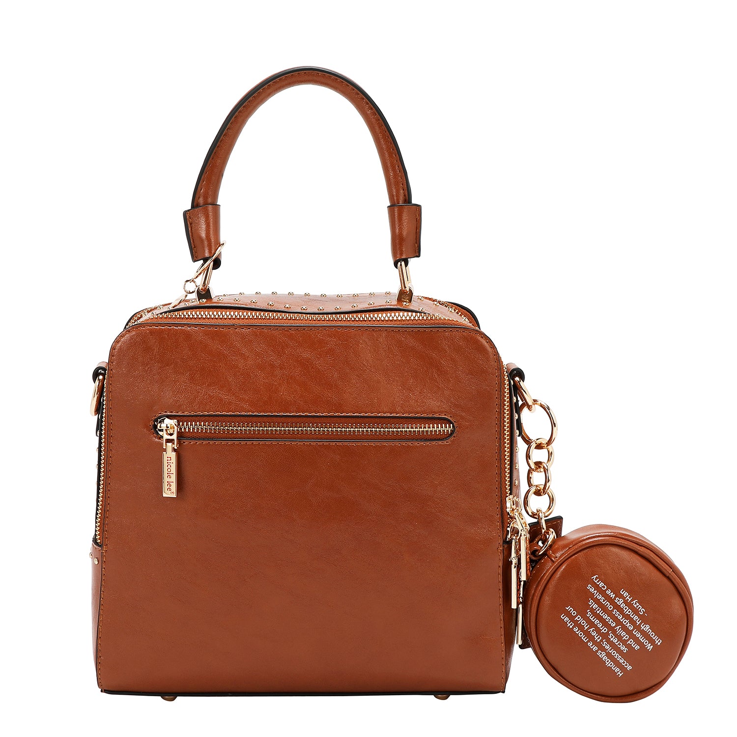 Embossed Logo Square Handbag Embellished with Sculpted lines, bold