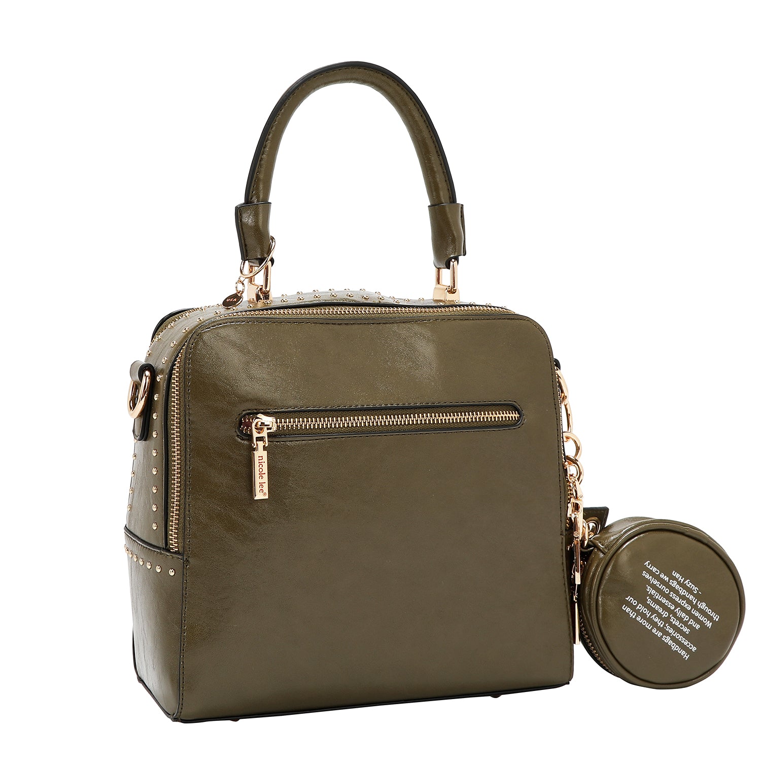 Embossed Logo Square Handbag Embellished with Sculpted lines, bold