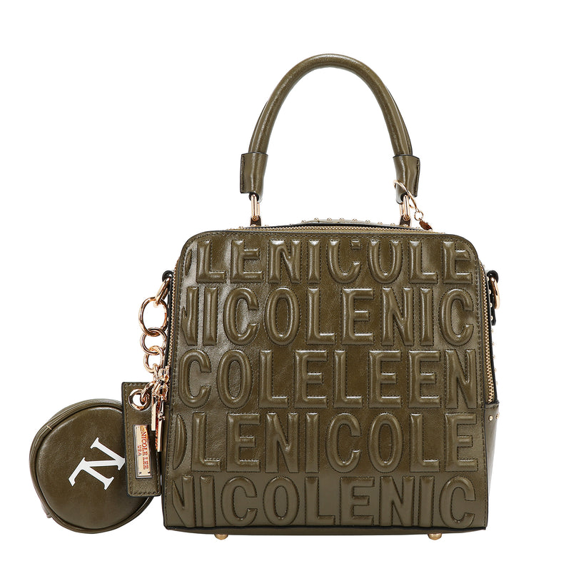 EMBOSSED LOGO SQUARE HANDBAG