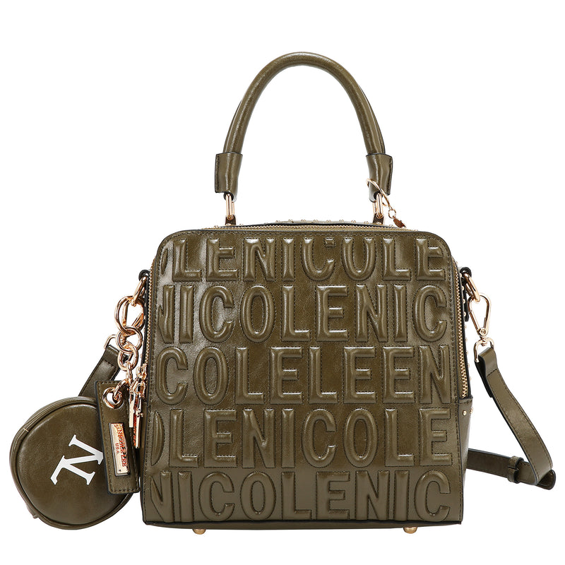 EMBOSSED LOGO SQUARE HANDBAG