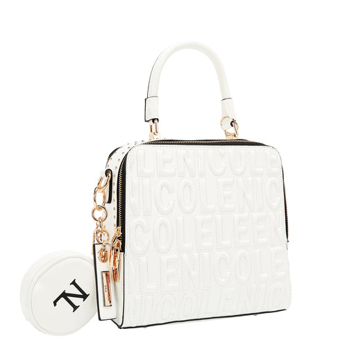 EMBOSSED LOGO SQUARE HANDBAG