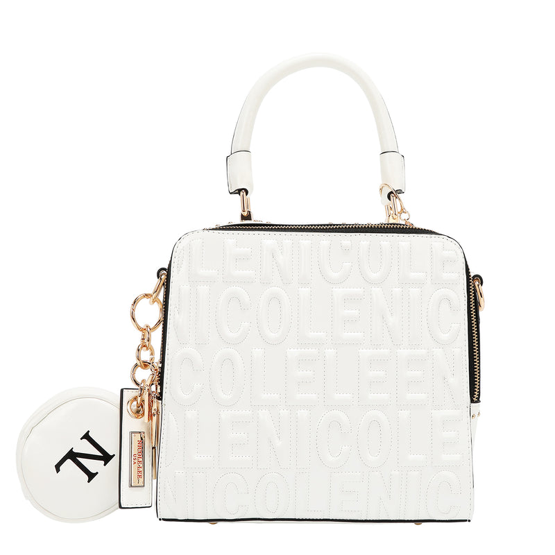 EMBOSSED LOGO SQUARE HANDBAG