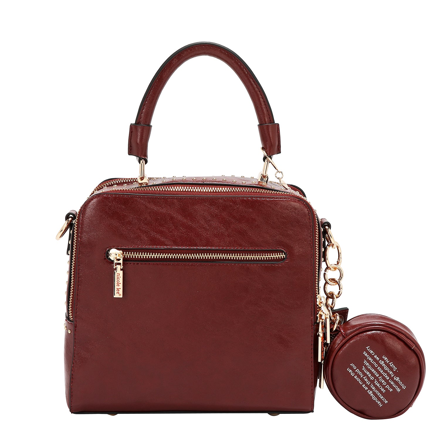 Embossed Logo Square Handbag Embellished with Sculpted lines, bold