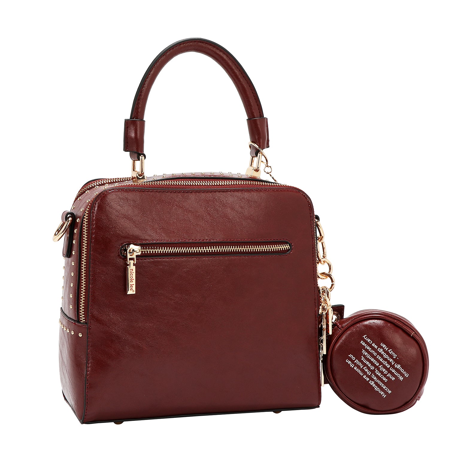 Embossed Logo Square Handbag Embellished with Sculpted lines, bold
