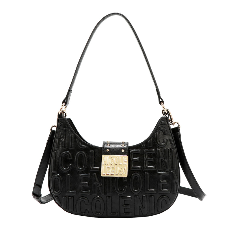 EMBOSSED LOGO SHOULDER BAG