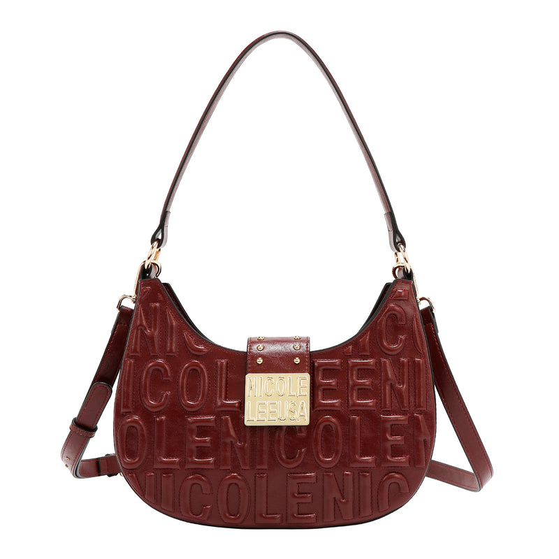 EMBOSSED LOGO SHOULDER BAG