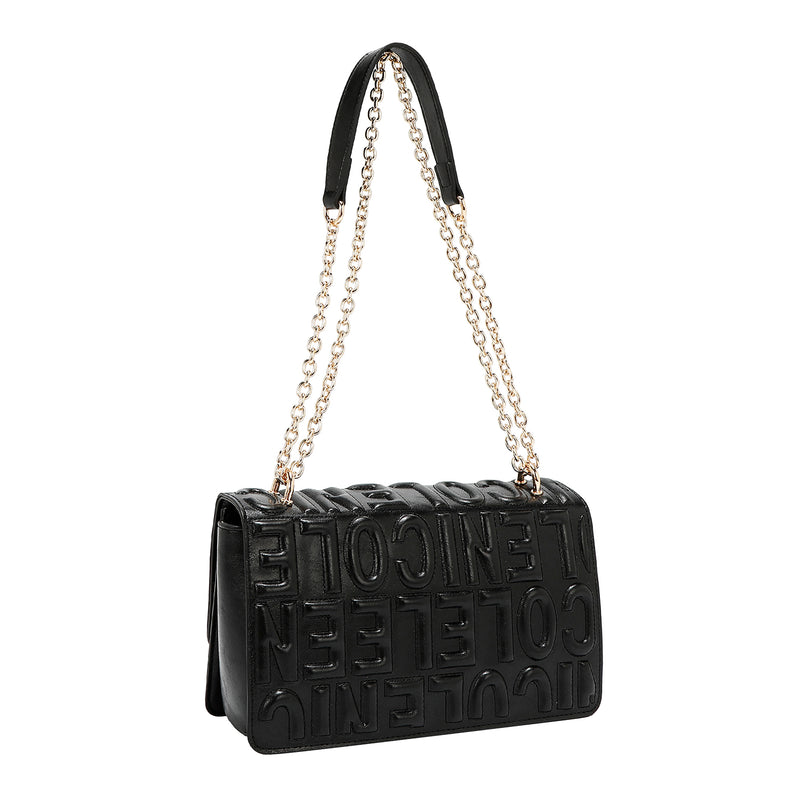 EMBOSSED LOGO CHAIN SHOULDER BAG