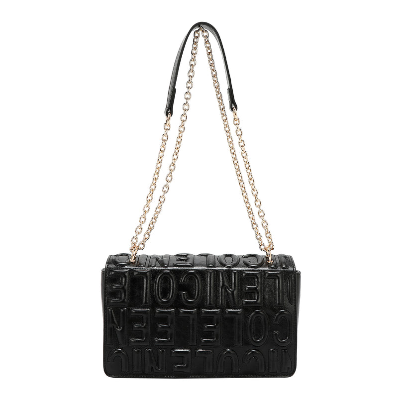 EMBOSSED LOGO CHAIN SHOULDER BAG