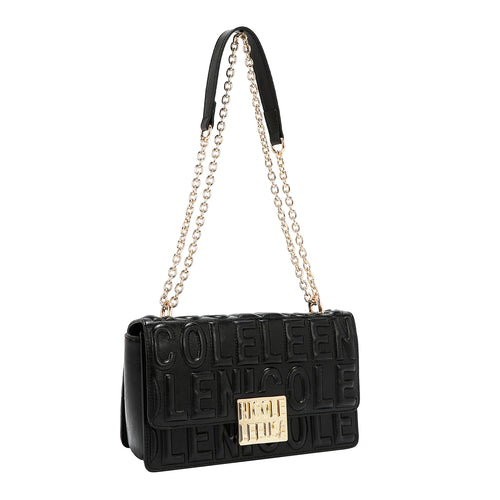 EMBOSSED LOGO CHAIN SHOULDER BAG