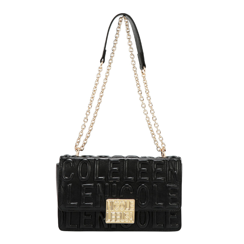 EMBOSSED LOGO CHAIN SHOULDER BAG