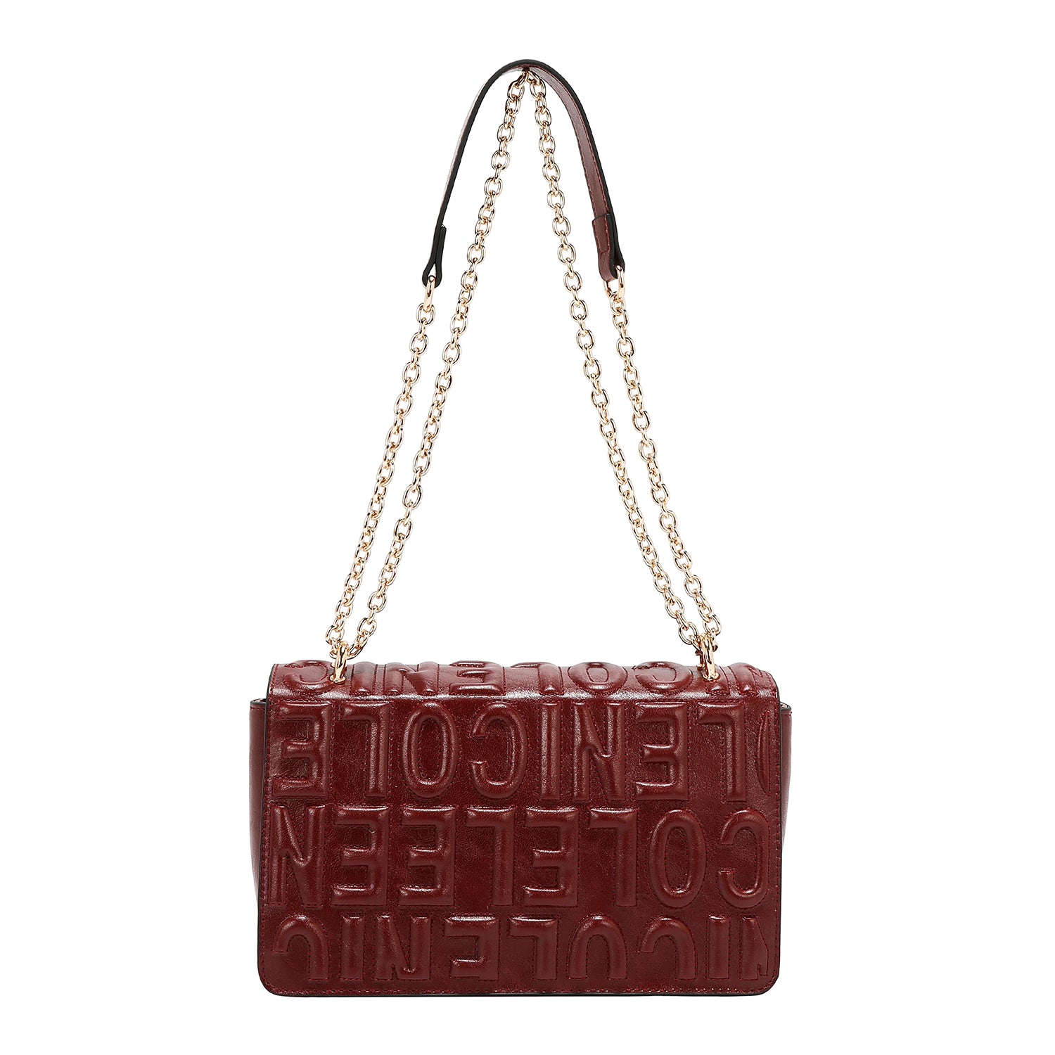 EMBOSSED LOGO CHAIN SHOULDER BAG