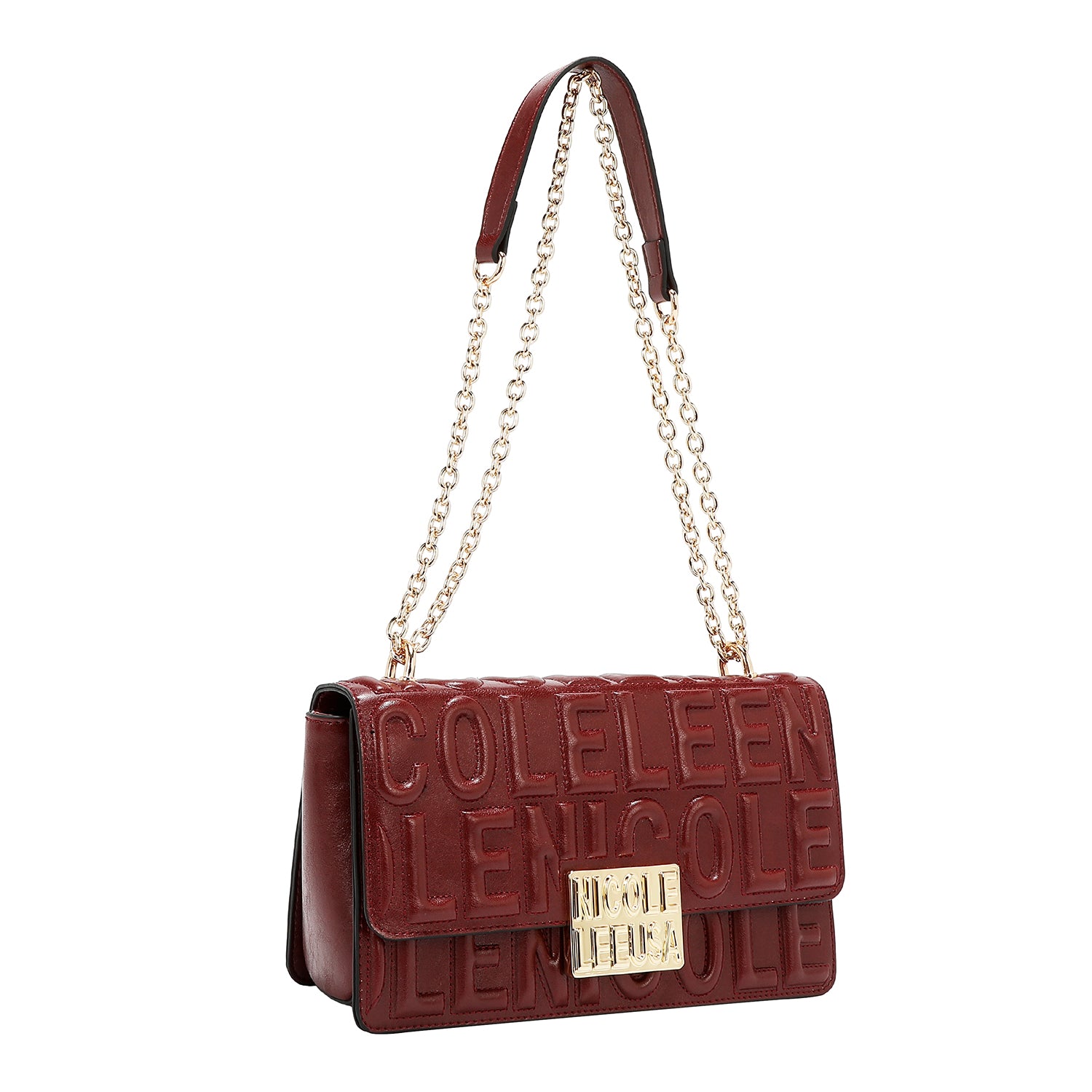 EMBOSSED LOGO CHAIN SHOULDER BAG