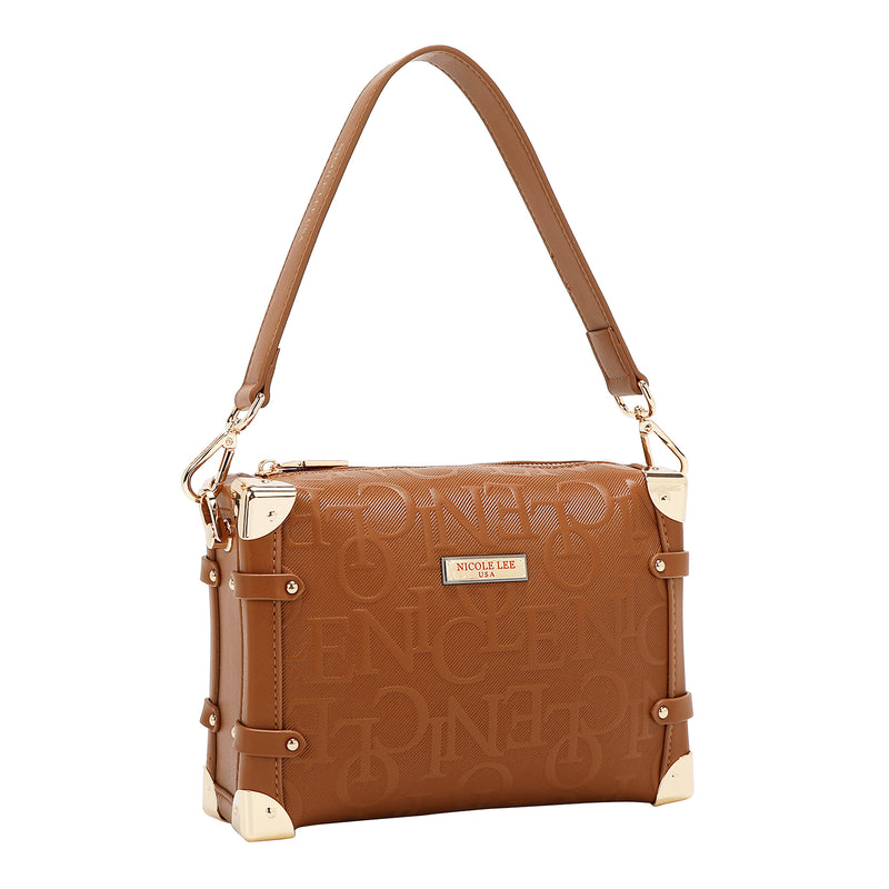 EMBOSSED ELEGANCE SQUARE SHOULDER BAG